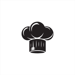 Illustration of a cook with his hat in the shape of a cloud, on black white vector