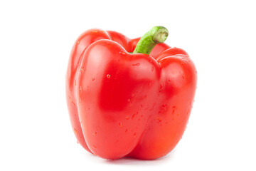 Red bell pepper isolated on white background.