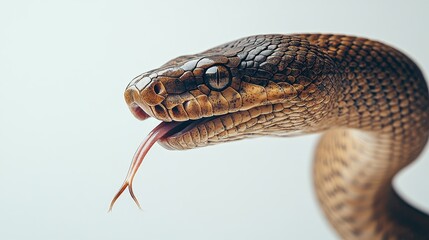 Obraz premium Close-Up of a Colorful Snake with Tongue Flicking in the Air