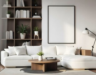 Fototapeta premium Modern Living Room Interior With Mockup
