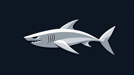 Fototapeta premium Cartoon shark ocean predator graphic design illustration, dark background, mascot logo