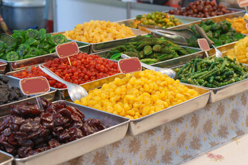 Assorted Thai Candied Fruits Display