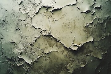 Textured plaster wall with layers and cracks exhibiting an artistic design in neutral tones