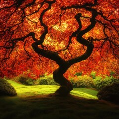 Autumnal Maple Tree In A Serene Landscape