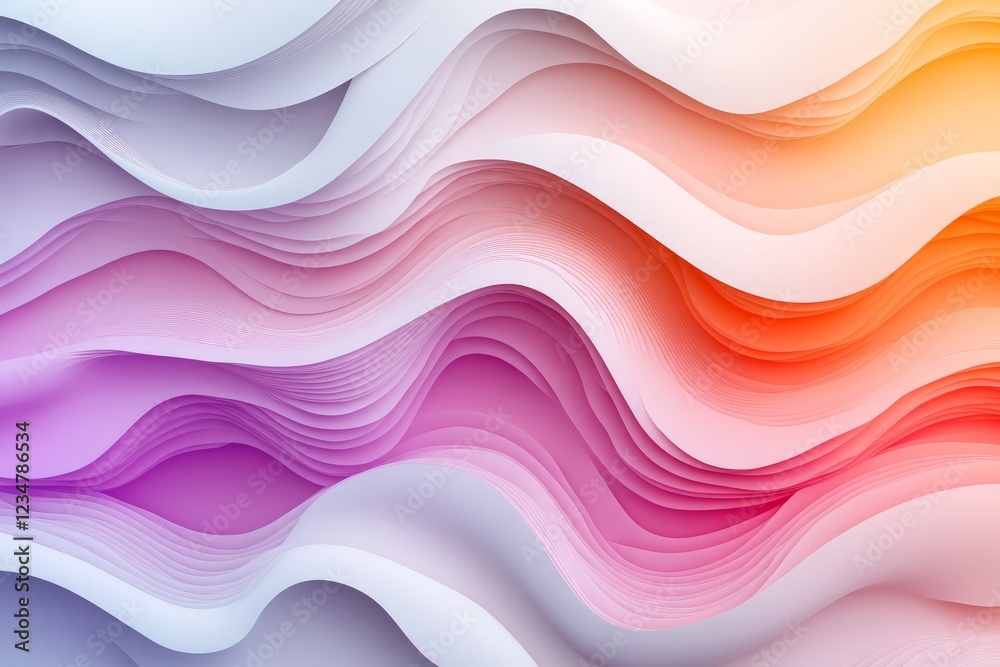 Poster colorful layered waves create a vibrant abstract design with smooth gradients in hues of pink, orang