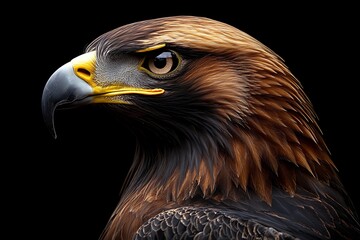 Majestic Golden Eagle Profile Against Dark Background