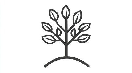Obraz premium Minimalist tree line art, growth, white background, nature icon, logo design