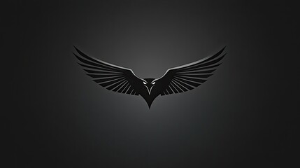 Obraz premium Black Raven Wings Spread, Dark Background, Abstract Design, Logo Concept