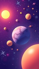 Celestial Bodies In A Vibrant Cosmic Landscape