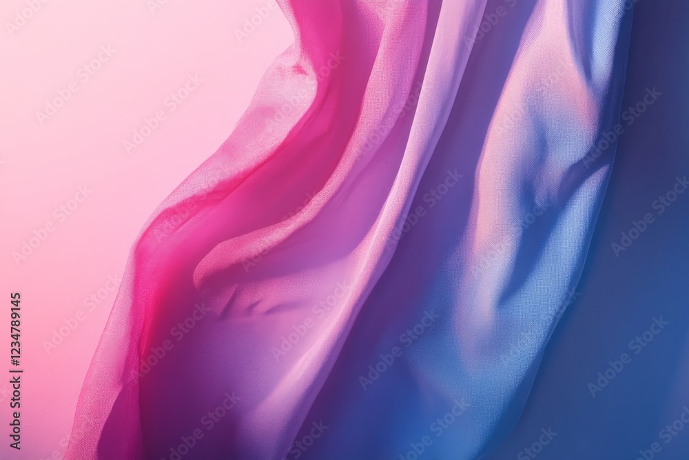 Poster colorful flowing fabric creates a mesmerizing visual in soft light against a pastel backdrop