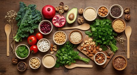 Fototapeta premium Healthy Plant-based Foods Flat Lay Photography