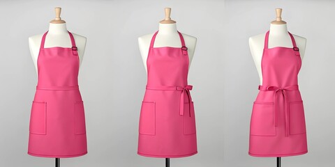 Mockup of a bright pink apron displayed on a mannequins
