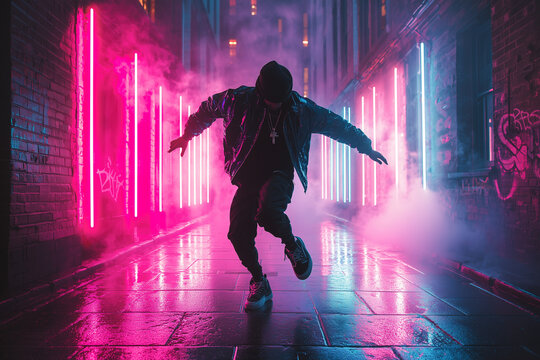 A street dancer dancing in the street