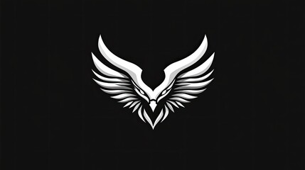Fototapeta premium White Eagle Wings Logo Design, Dark Background, Graphic Symbol, Branding