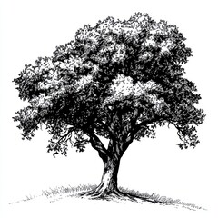 Fototapeta premium A Detailed Ink Drawing Of A Majestic Oak Tree