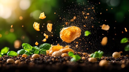 A pile of dirt mixed with local organic ingredients in a natural setting