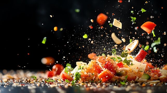 Chopped vegetables arranged on a cutting board for meal prep in a kitchen setting - Powered by Adobe