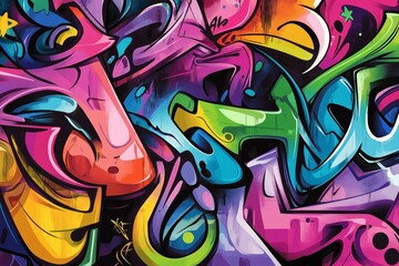 Obraz premium Intricate graffiti explosion in vibrant urban setting. Neural network AI generated