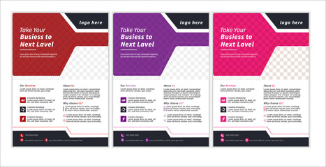 Obraz premium 1 template of a4 flyer template,modern corporate business flyer template.in pink, red and fluorescent color.and editble vectore templete 