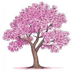 Fototapeta premium Pink Cherry Blossom Tree In Full Bloom
