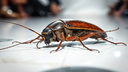 Dead Cockroach on Floor - Realistic AI Photo, Close-up, High Detail