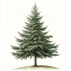 Detailed Illustration of a Single Evergreen Conifer Tree