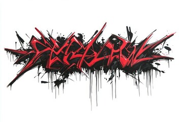 Abstract red and black graffiti with energetic brushstrokes. Neural network AI generated