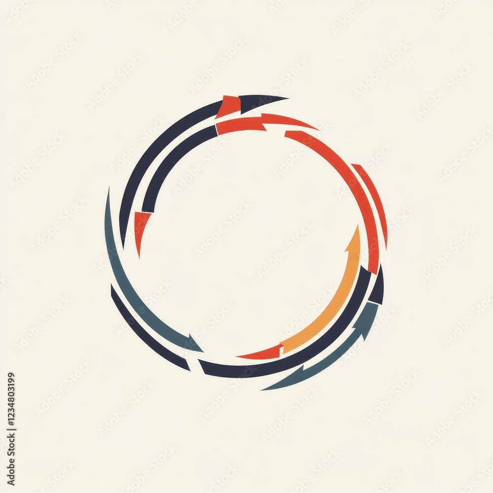 Poster Colorful circular design featuring arrows in motion, symbolizing progress and flow. Generative AI