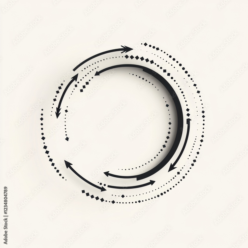 Aufkleber Stylized circular design featuring arrows and dots in a dynamic arrangement. Generative AI