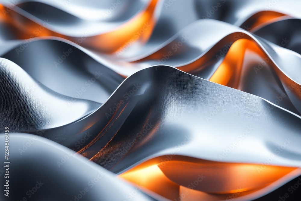 Poster Shimmering metallic waves with warm highlights creating a dynamic visual texture