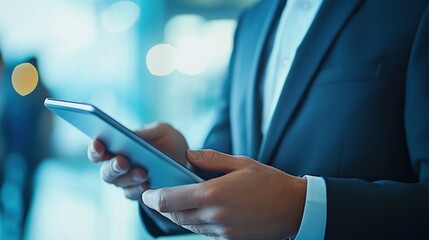 Man in Suit Using a Smartphone