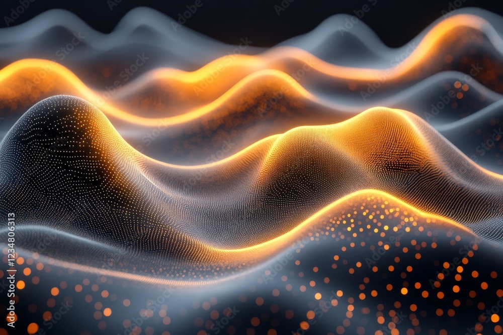 Aufkleber Digital waves of light create mesmerizing patterns in an abstract landscape