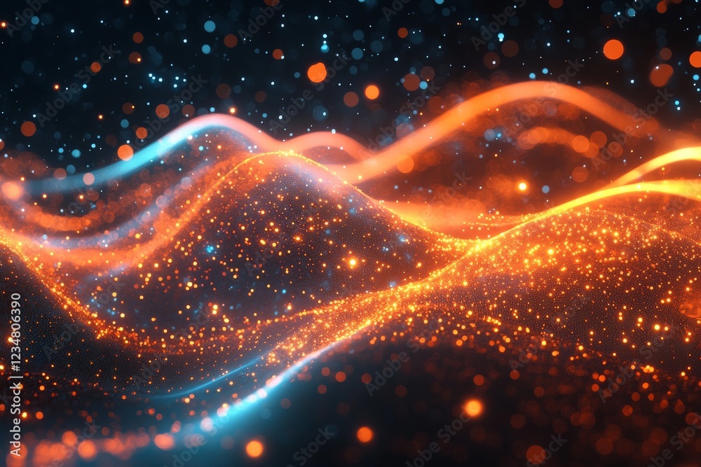 Aufkleber vibrant waves of light create a mesmerizing display of colors and movement in a digital landscape