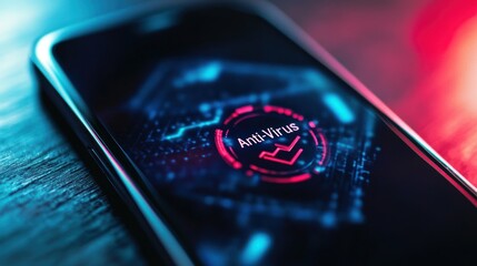 Obraz premium Smartphone Displaying Anti-Virus Software Icon with Checkmark
