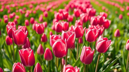 Obraz premium Dutch Tulip Fields - Fuchsia Pink Bloom