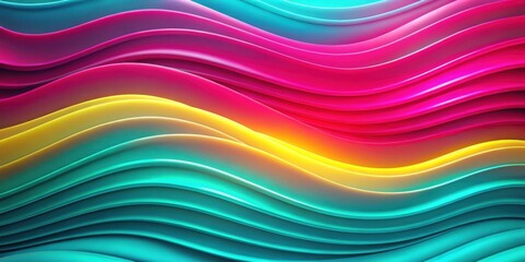 Abstract Colorful Wavy Stripes in a Vibrant Palette of Pink, Yellow, and Blue