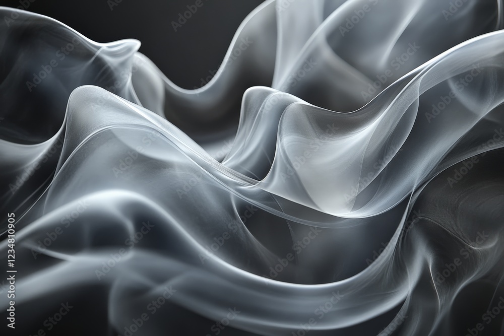 Poster ethereal wisps of smoke swirling gracefully in a dark background creating an abstract composition