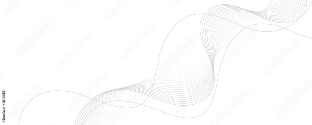 Wall mural abstract gray wave dynamic curve lines background. energy technology concept modern backdrop design 