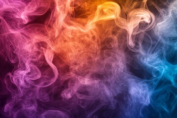 Obraz premium Colorful swirling smoke creates an abstract pattern in vibrant hues of purple, orange, and blue