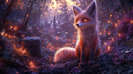 Whispering Woods Forest Enchantment Ancient Trees Twinkling Fireflies  Mystical Light