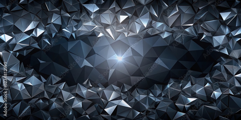 Wall mural abstract geometric background of shiny triangles with a glowing center