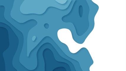 Dark blue gradient paper cut background. Abstract blue and gray color modern design stripes background with geometric shape. 3d topography relief vector illustration