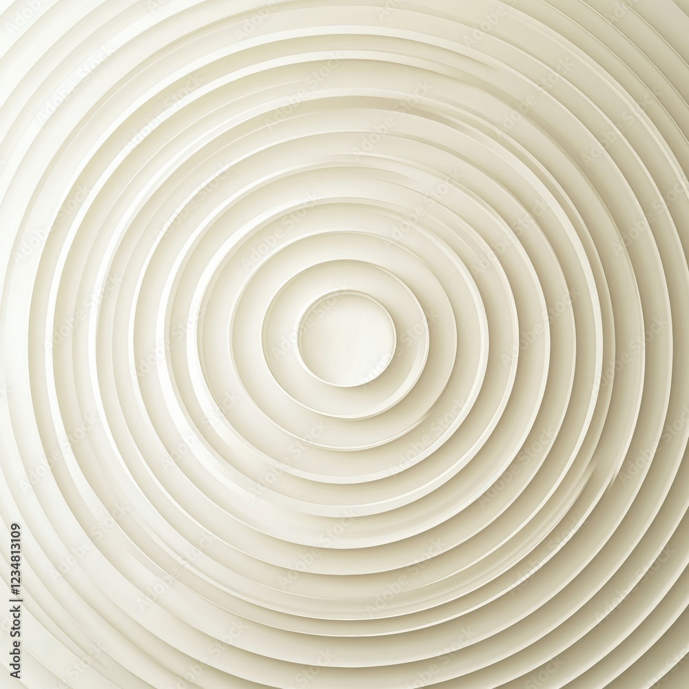 Poster Circular pattern with varying textures and shades in cream color creates a calming effect in modern design space. Generative AI