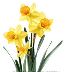 Yellow daffodils on transparent background