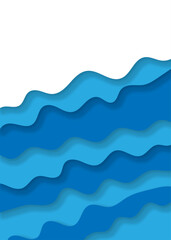Blue gradient colorful wavy overlapping layers of papercut background. Blue gradient paper cut background. Blue multicolor gradient layered wave 3d cut paper background.