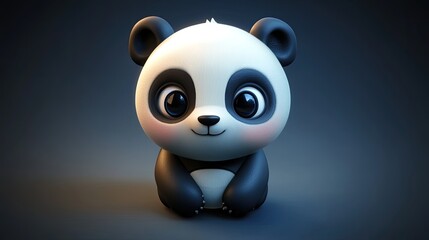 Naklejka premium Adorable 3D Panda Cub Posing Against Dark Background for Children's Book Illustration