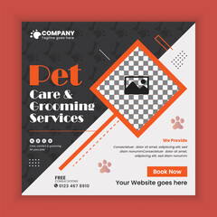 Pet care and grooming Service center Social Media Post Design or Pet Business Facebook and Instagram Post Square Banner Template