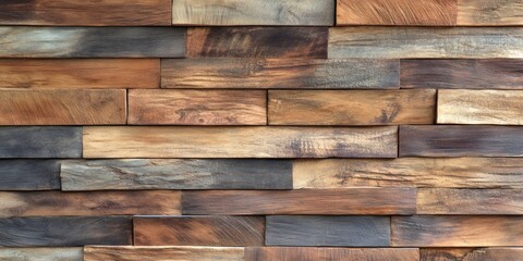 Reclaimed wood wall showing variety of colors and textures