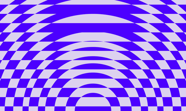Modern abstract design with geometric patterns in the form of semicircles and squares in a combination of blue and white. This pattern creates an interesting optical illusion, giving a futuristic and 