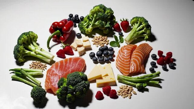 Flat Lay of Nutritious Keto Diet Foods